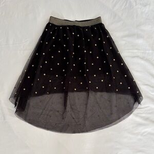 Xhilaration Black High-Low Dancer Skirt with Gold Dots XS/TP 4/5